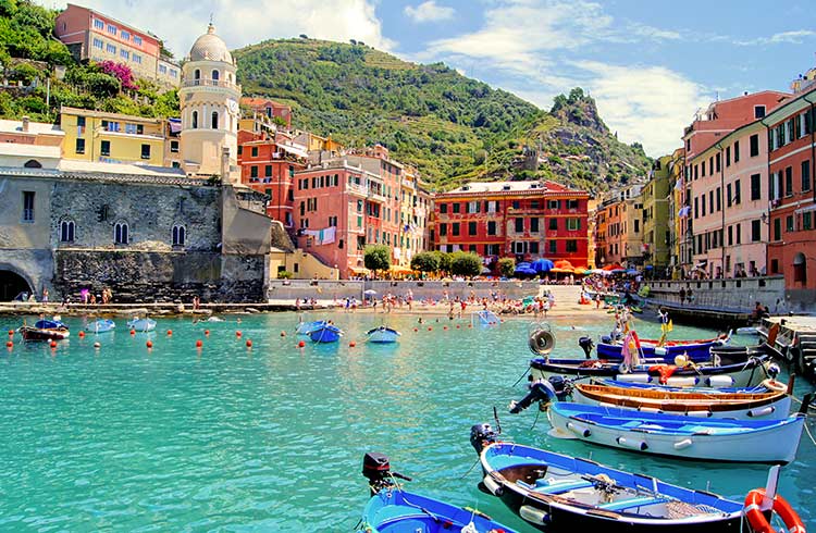 Italy hillside town at golden hour