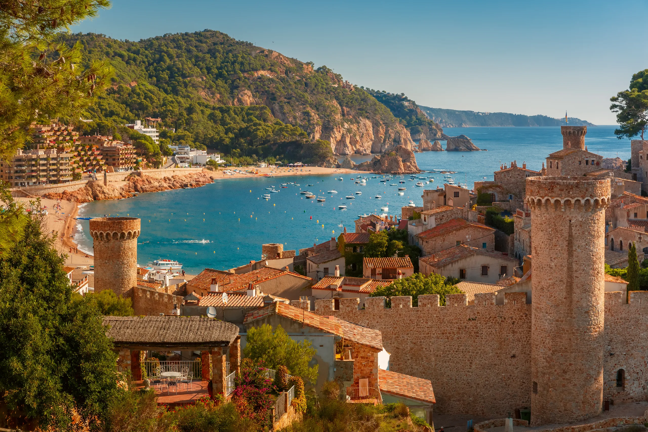 Spain coastal city at sunset